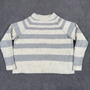 Free People Sweater Womens Medium Striped Wool Blend Knit Pullover Shirt Gray
